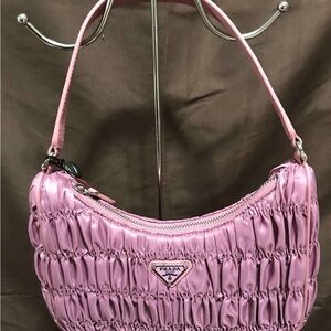 Prada Light Pink Ruched Shoulder Bag